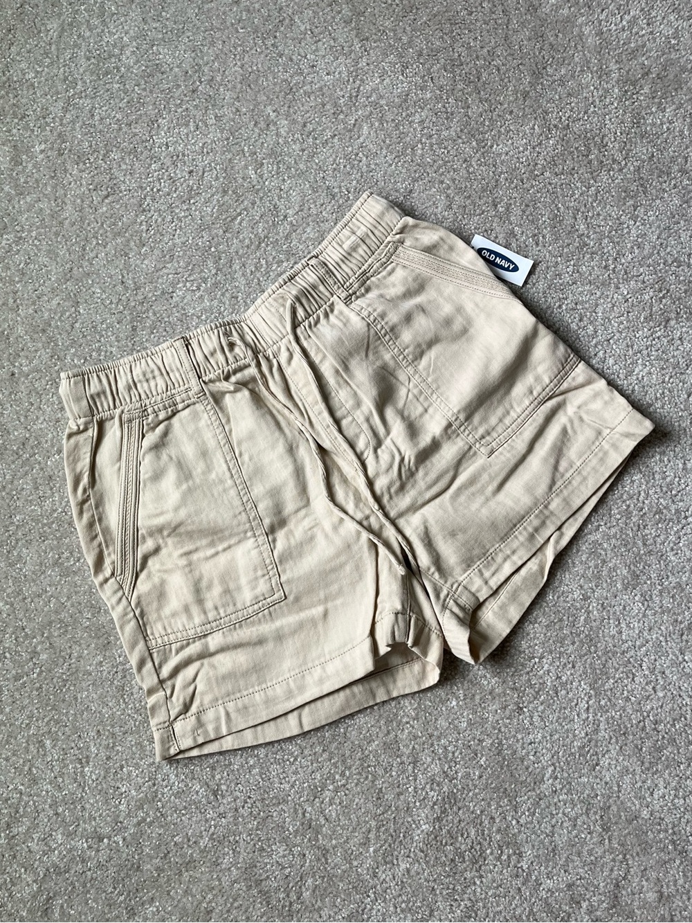 Old Navy Light Beige Elastic-Waist Women’s Casual Cotton Shorts Size Small NWT